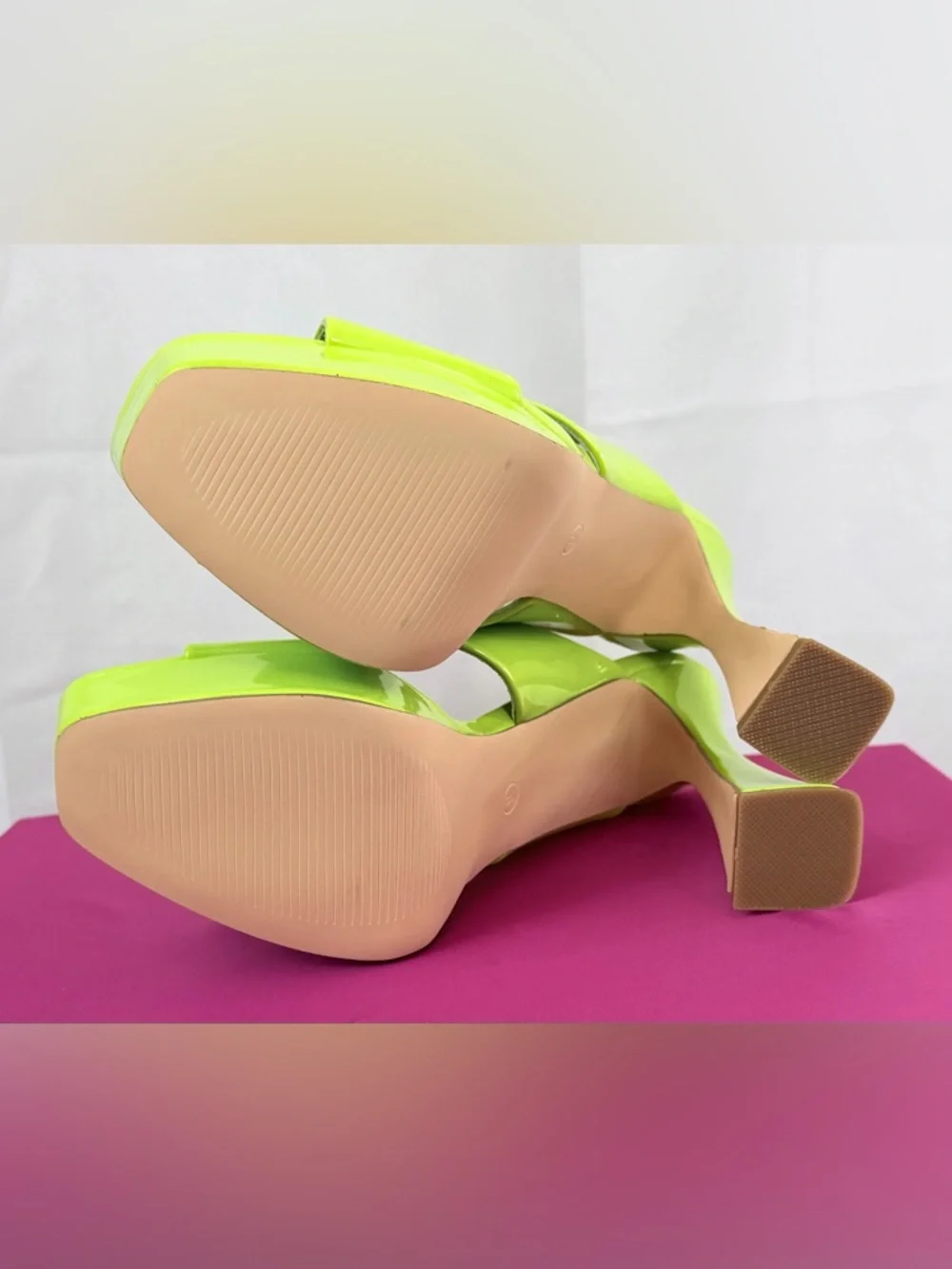 Liliana Neon Lime Platform Slide Heels